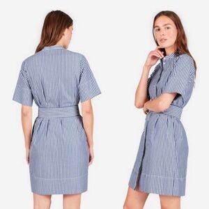 Everlane Shirt Dress Women’s Size 0 Nautical Coastal Striped Poplin Excellent